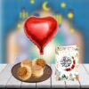 chicken patties with balloon and floral eid card