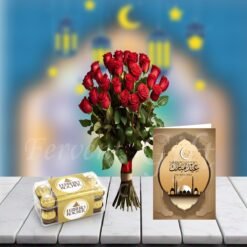 Ferrero Chocolate Box With Red Roses And Eid Card