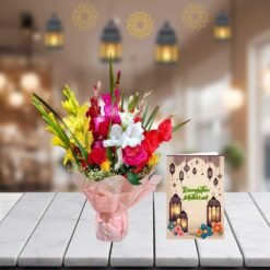 Fresh Flowers Bouquet With Ramadan Card