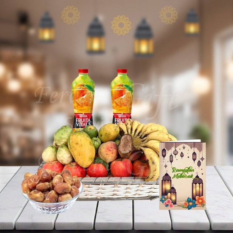 Fresh Fruits And Dates With Juices Card