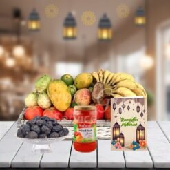 Fresh Fruits Dates With Jam And Ramadan Card