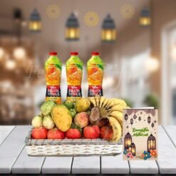 Fresh Fruits With Nestle Juices And Ramadan Card