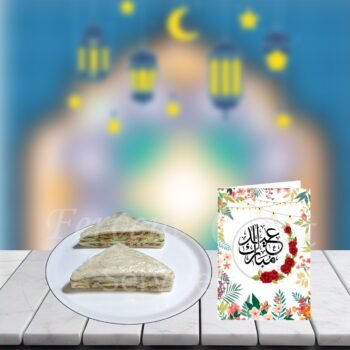 Fresh Sandwiches With Floral Eid Mobarak Card