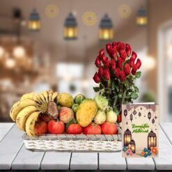 Fruit Basket And Flowers With Ramadan Card