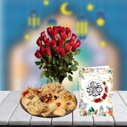 Mix Biscuits With Flowers And Floral Eid Card