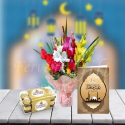 Mix Flowers With Ferrero Chocolate And Eid Card