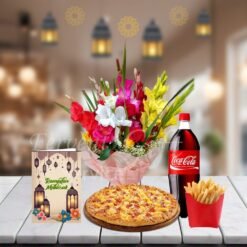 Pizza Deal With Ramadan Card And Flowers