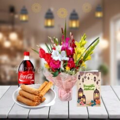 Samosa Roll With Flowers And Ramadan Card