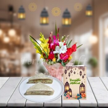 Sandwiches And Flowers With Ramadan Card