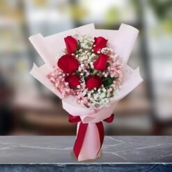 6 Imported Red Roses Sweets Bouquet to Pakistan