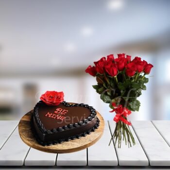 Be Mine Heart Shaped Rose Cake With Red Roses bouquet delivery