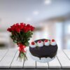 Black Forest Cake & Flowers Bouquet Combo 1 Black Forest Cake And Flowers Bouquet Combo