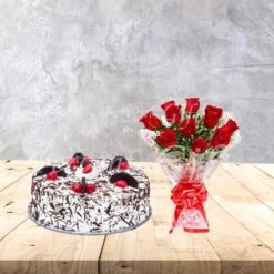 Send Blackforest Cake From KC & Roses Bouquet to Lahore, Islamabad Pakistan