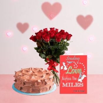 Send Belgian Chocolate Cake Roses And Love Card to Pakistan