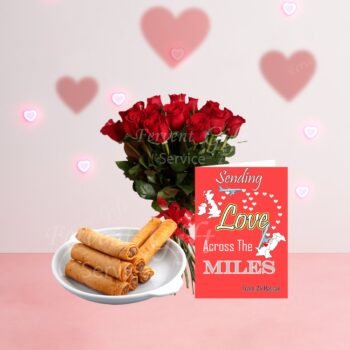 Send Chicken Roll With Flowers And Love Card Gift Combo across Pakistan from abroad