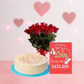 Send Coffee Cake With Roses And Love Card Combo across Pakistan from abroad