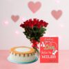 Send Delicious Lotus Cake With Roses bouquet & Love Card