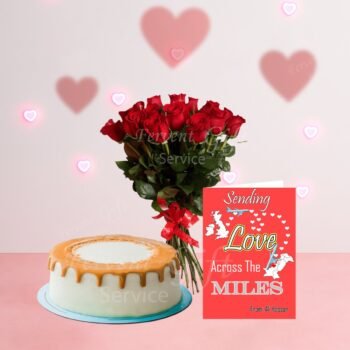 Send Delicious Lotus Cake With Roses bouquet & Love Card