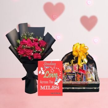 Send Red Roses Bouquet With Chocolates and Love Card across Pakistan from abroad