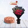 Belgian Chocolate Cake With Black Wrapping Roses 1 belgian chocolate cake with black wrapping roses