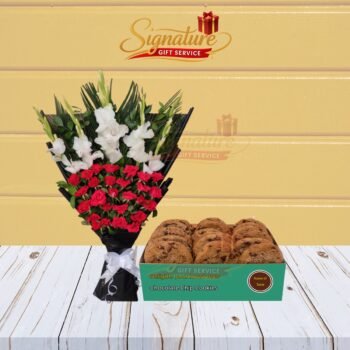 Chocolate Chip Cookies With Flowers Bouquet