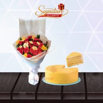 Delight Honey Cake With Mix Color Roses Gift Combo