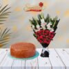 Ferrero Classic Cake With Flowers Bouquet Combo 2 ferrero classic cake with flowers bouquet combo