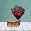 fresh muffins and black wrapping flowers bouquet