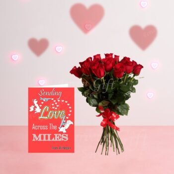 Fresh Red Roses Bouquet With Love Card