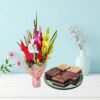 Mix Color Flowers Bouquet With Mix Brownies 2 mix color flowers bouquet with mix brownies