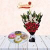 Mix Donuts With Flowers Bouquet Combo 1 mix donuts with flowers bouquet combo
