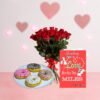 Mix Donuts With Roses And Card Gift Combo 2 mix donuts with roses and card gift combo
