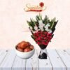 sweet gulab jamun with flowers bouquet