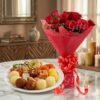 Romantic Sweet Cravings Red Roses & Mithai Gift Combo 1 Send Romantic Sweet Cravings Red Roses & Mithai Gift Combo