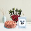 Belgian Chocolate Cake with Flowers and Dad Card 2 Send Belgian Chocolate Cake with Flowers and Card in Pakistan