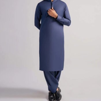 Send J. Mens Deep Blue Cotton Plain Kameez Shalwar in Pakistan
