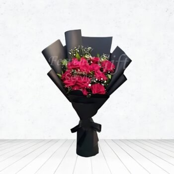 Send Enchantment Black Wrapping Red Roses Bouquet in Pakistan